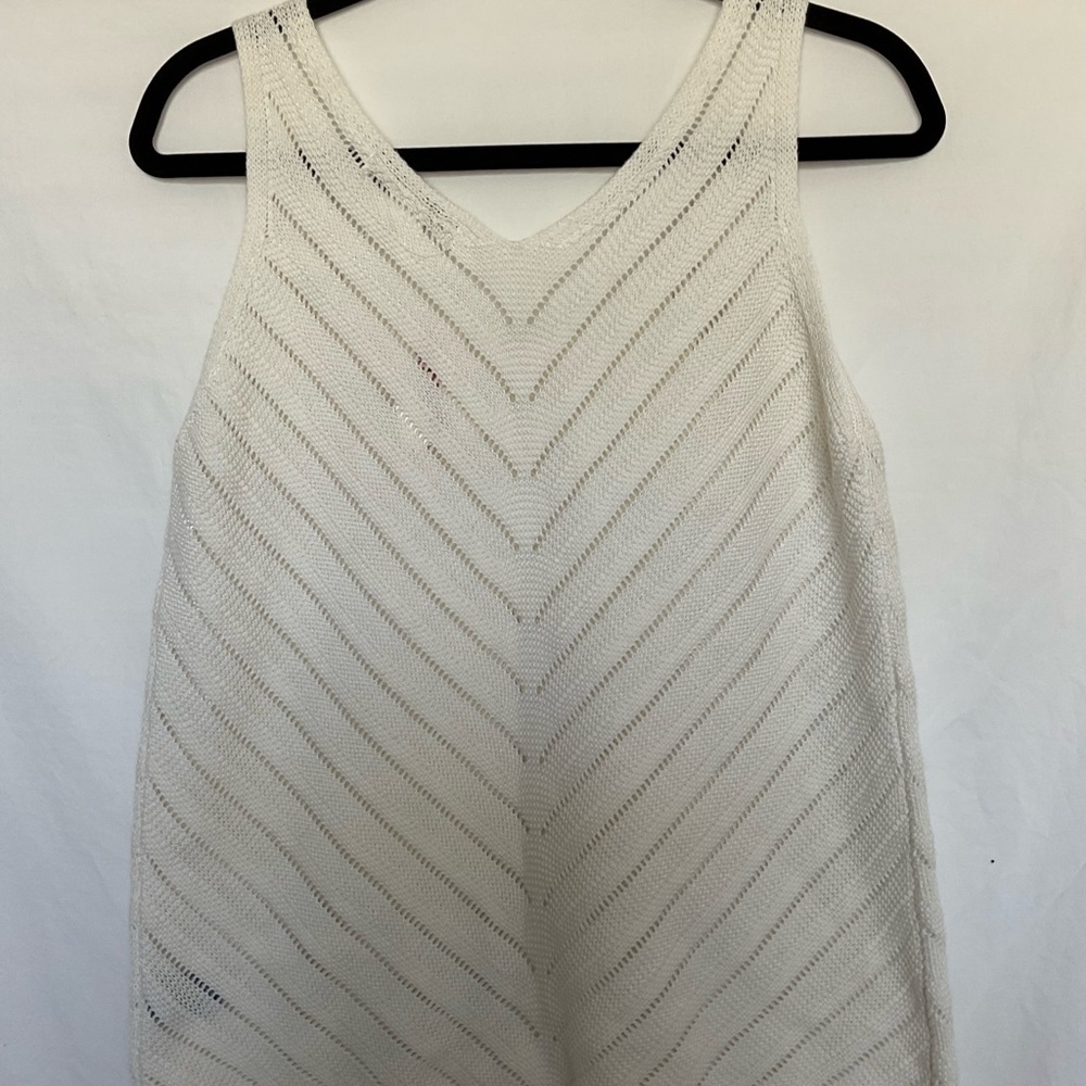 White Cropped Ribbed Tank Top - Picture 3 of 5